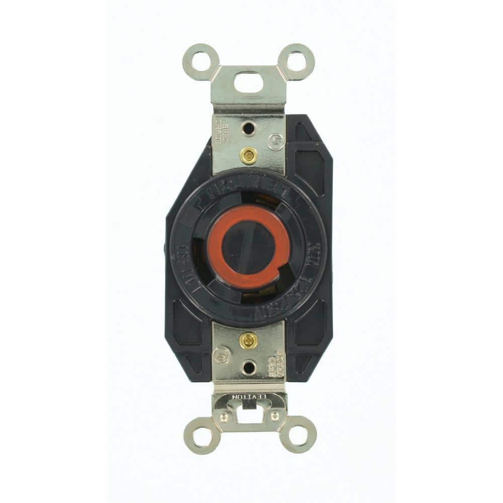 Leviton 30 Amp 125/250-Volt Flush Mounting Non-Grounding Locking Outlet, Black