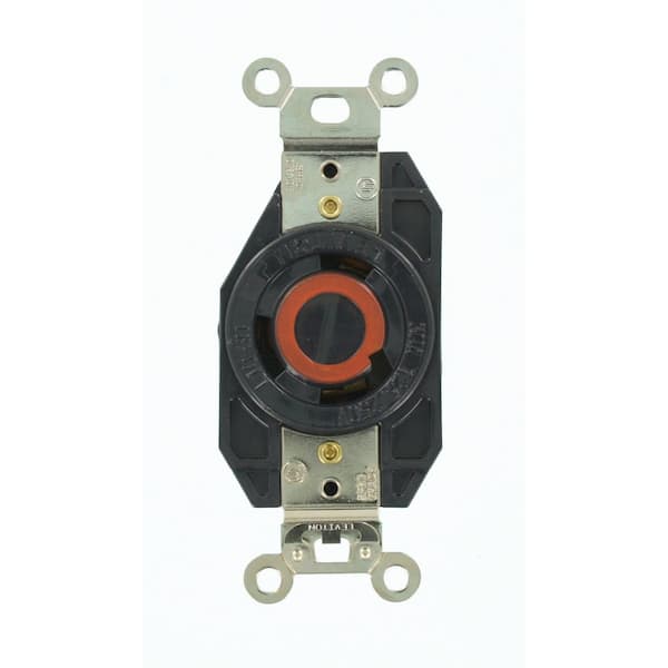 30 Amp 125/250-Volt Flush Mounting Non-Grounding Locking Outlet, Black 2660