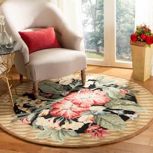 Chelsea Black/Brown 4 ft. x 4 ft. Round Border Area Rug