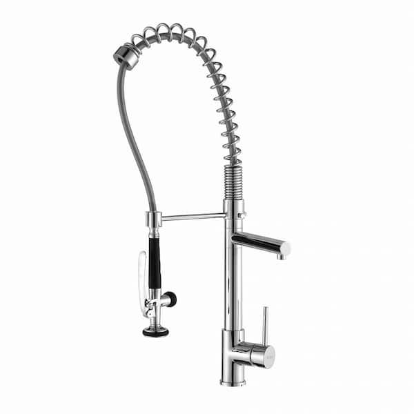 KRAUS Commercial-Style Single-Handle Pull-Down Kitchen Faucet with Pre-Rinse Sprayer