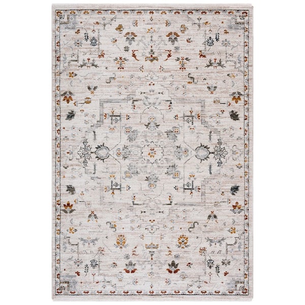 Vintage Rosewood 5 ft. x 7 ft. Ivory/Gray Rust Ornate Area Rug