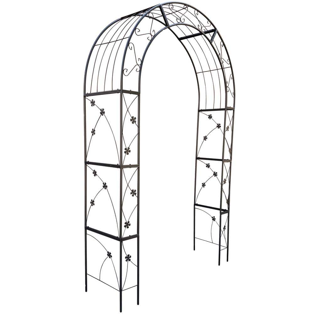 98.4 in. x 59 in. Metal Garden Arbor Trellis, Climbing Plants Support Arch,