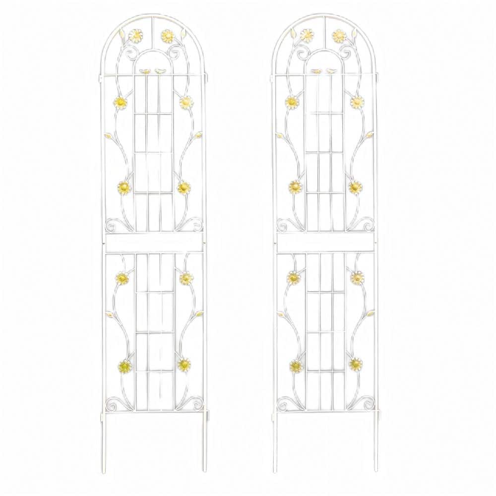 Cream White 86.7 in. H Metal Rustproof Trellis for Climbing Plants Outdoor Flower Support, 2 Pack price history on PriceWatchPro