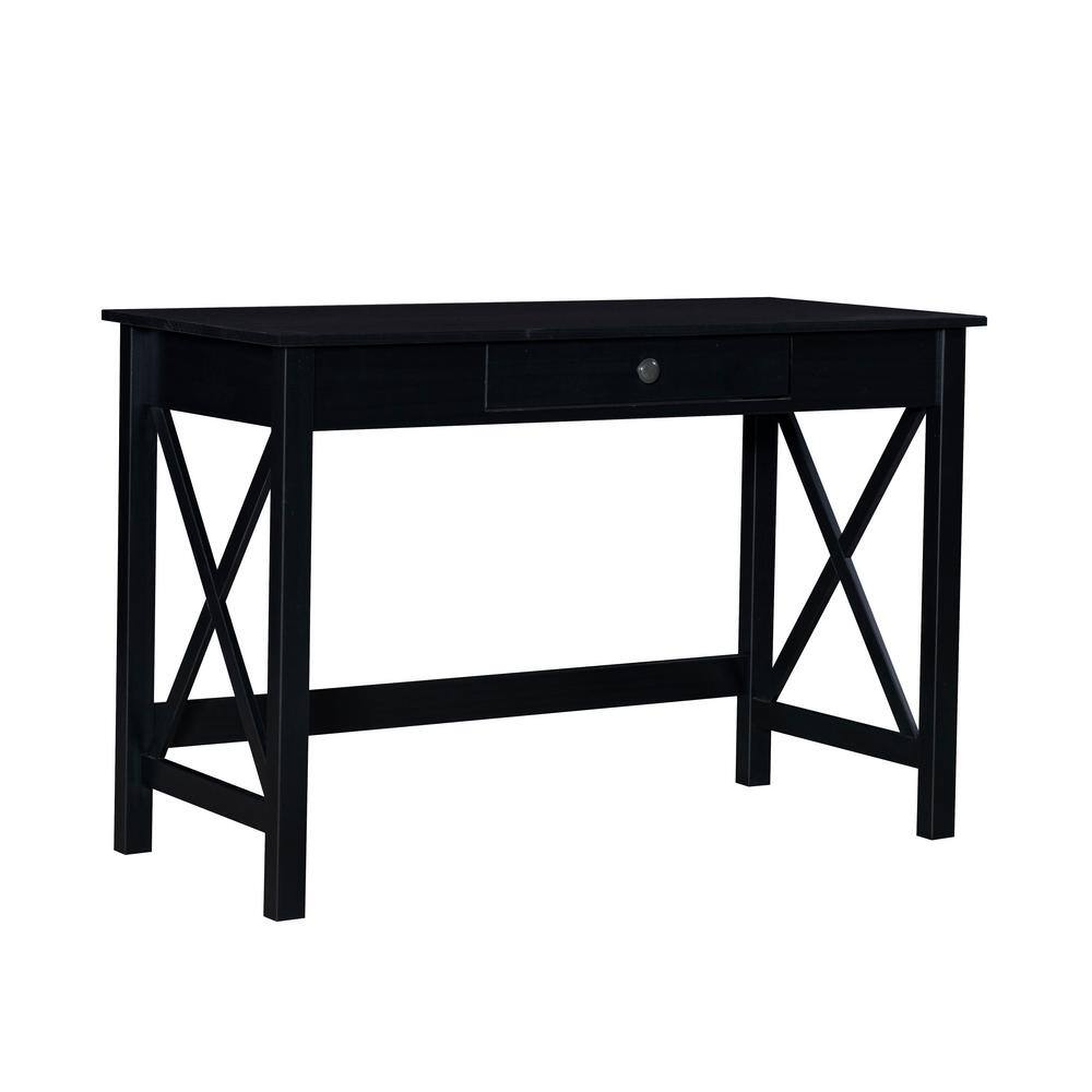 Ramsey 46 in. Rectangle Black Wood 1-Drawer Desk