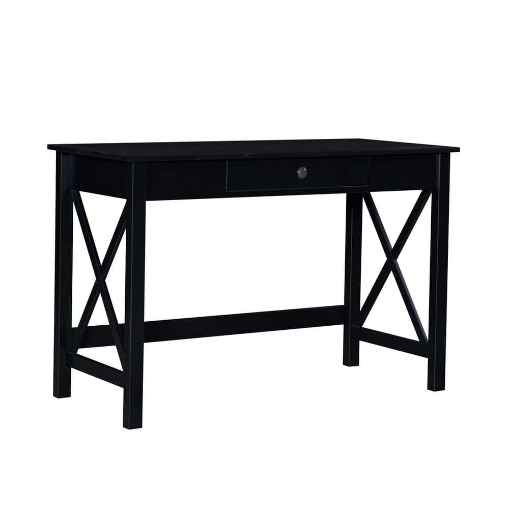 Ramsey 46 in. Rectangle Black Wood 1-Drawer Desk