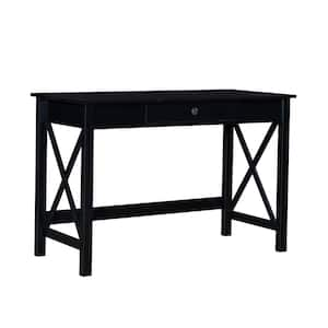 Ramsey 46 in. Rectangle Black Wood 1-Drawer Desk