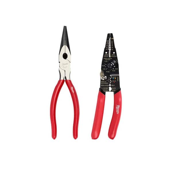 Milwaukee 9 in. Multi-Purpose Cutting Pliers with 8 in. Dipped Grip Long Nose Pliers (2-Piece)