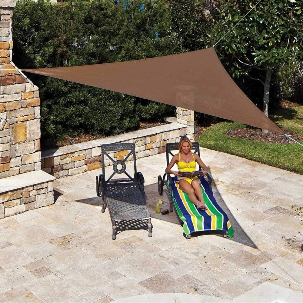 Mocha Polyethylene Triangle Shade Sail Canopy 11 ft. x 10 ft.