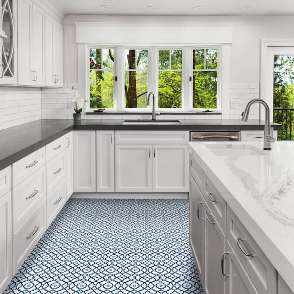 Breeze Berry Blue and White 8 in. x 8 in. Cement Handmade Floor and Wall Tile (Box of 8/3.45 sq. ft. )
