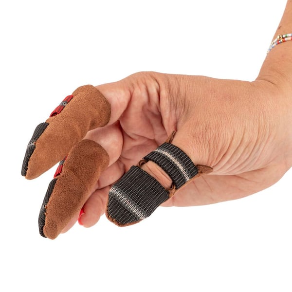 Brown Leather Finger Cots 3-Pack-Size Small 2.5 in. Long Finger Protectors with Elastic Backs for Sewing or Woodworking