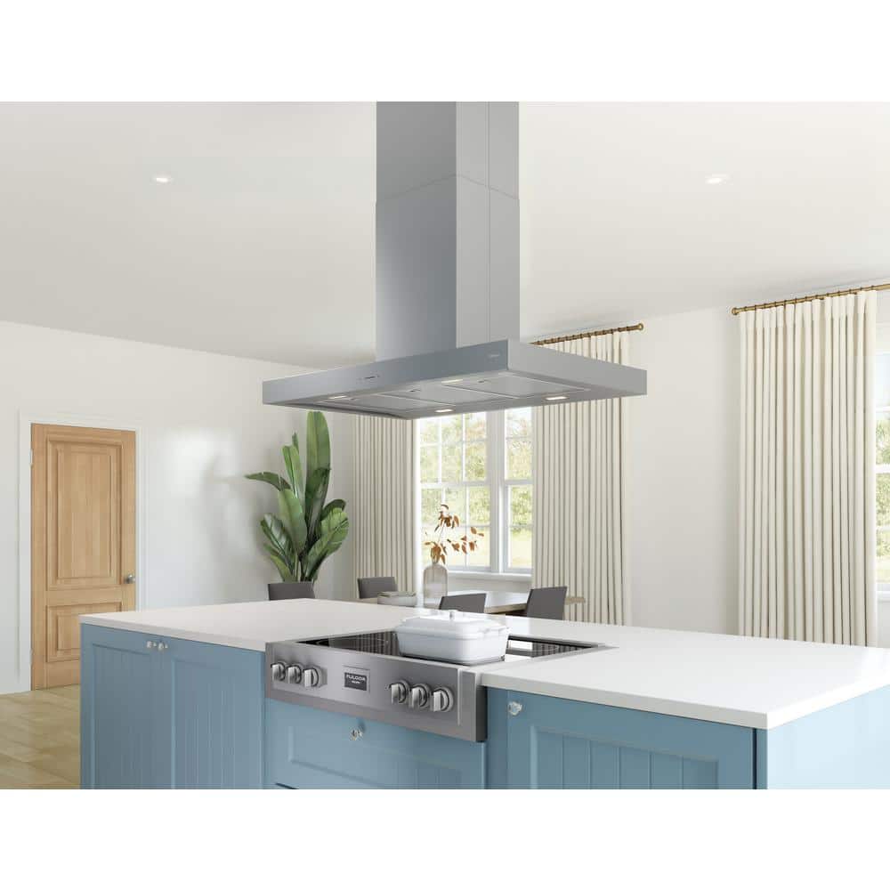 Roma 36-Inch Stainless Steel Island Range Hood with LED Light