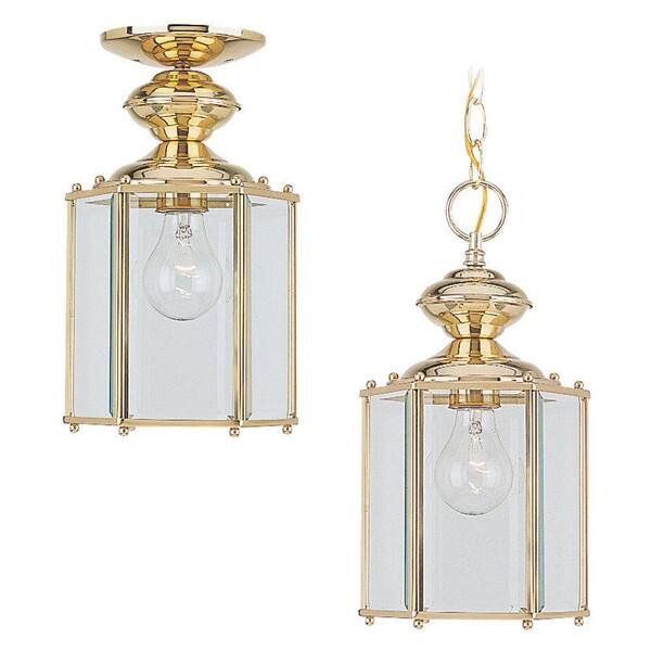 Sea Gull Lighting Classico 1 Light, Polished Brass Outdoor Hanging Light Fixtures