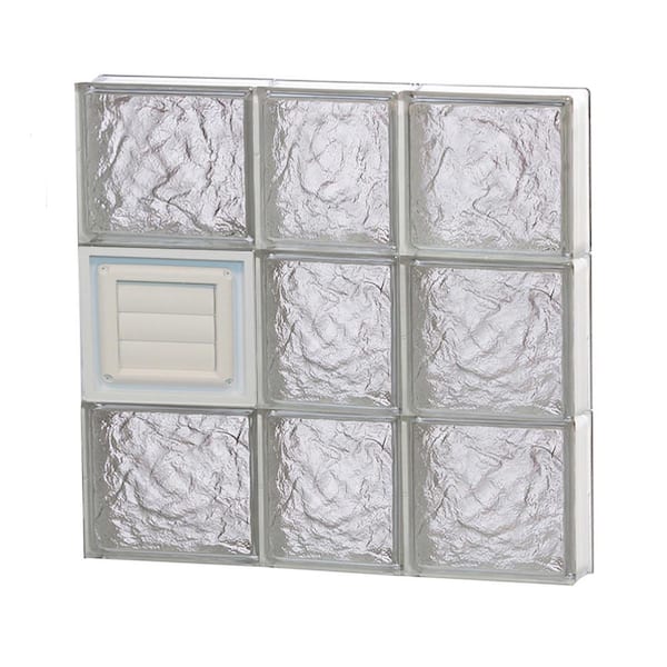 Clearly Secure 21.25 in. x 23.25 in. x 3.125 in. Frameless Ice Pattern Glass Block Window with Dryer Vent