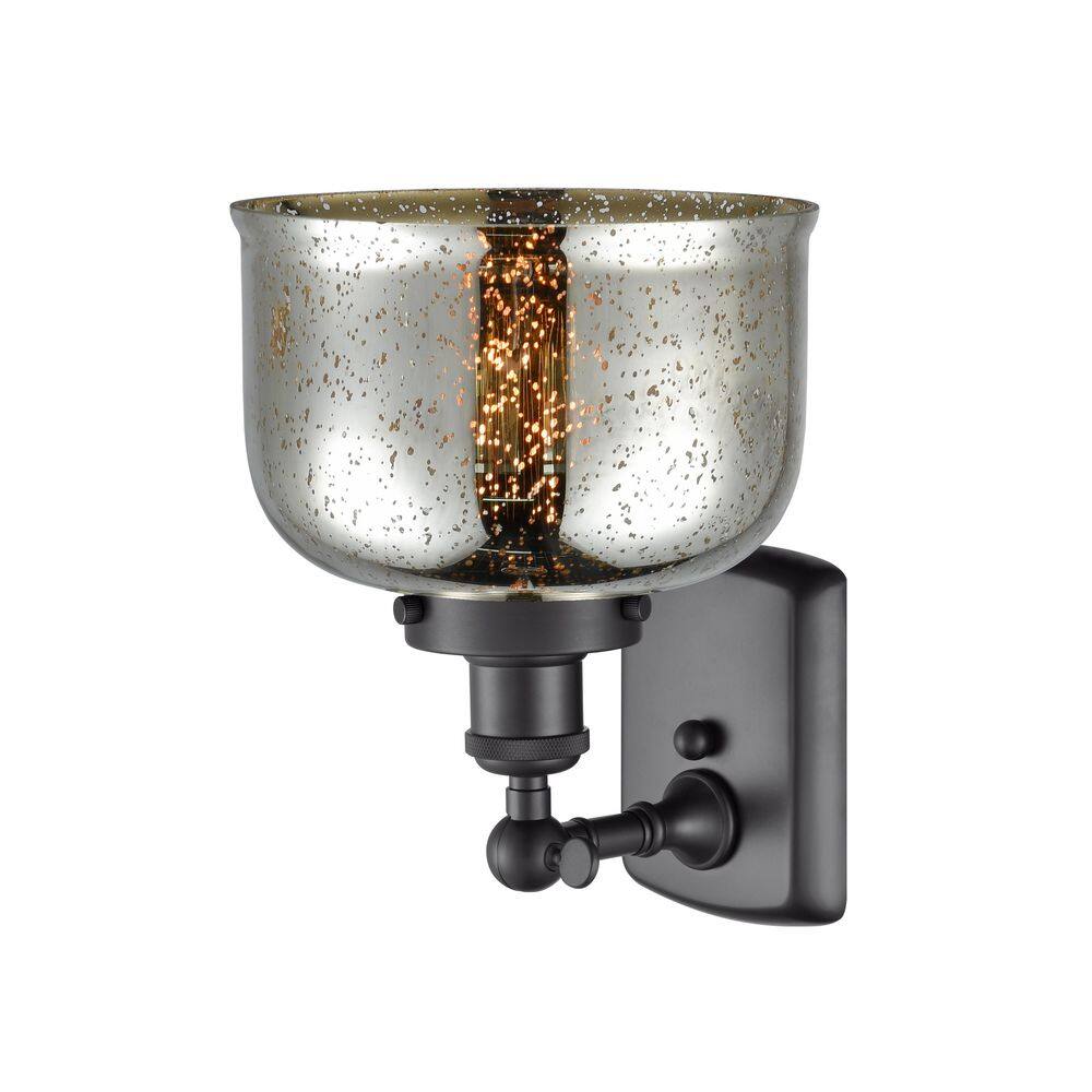 Bell 1-Light Matte Black Wall Sconce with Silver Glass Shade price history on PriceWatchPro