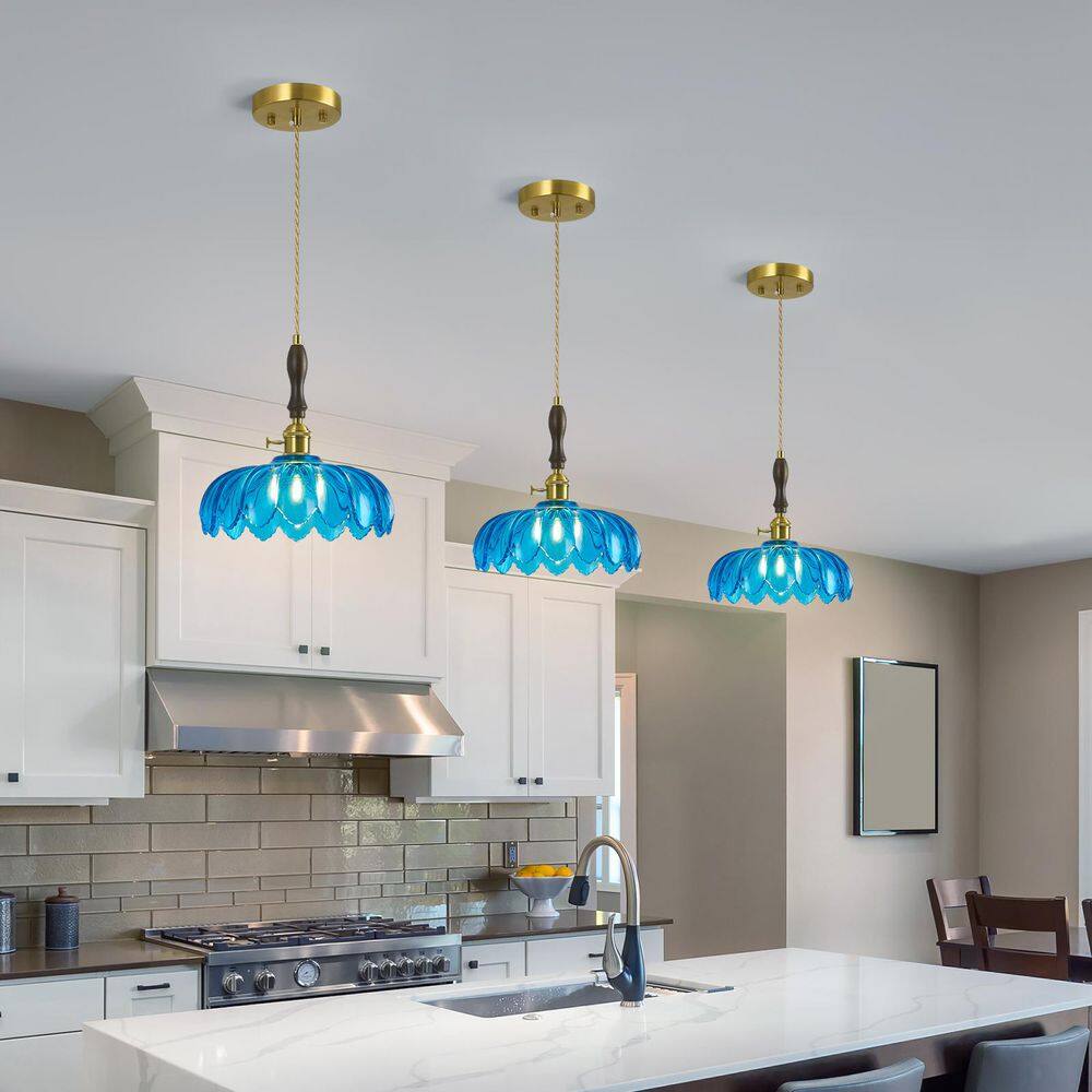 ZHLWIN Home Lighting 60-Watt 1-Light 10.03 in. Modern Blue Glass Pendant  Light with Gold Finish for Bedrooms and Dining Rooms JP-671-1Pack-Blue -  The ..., image size:1000x1000