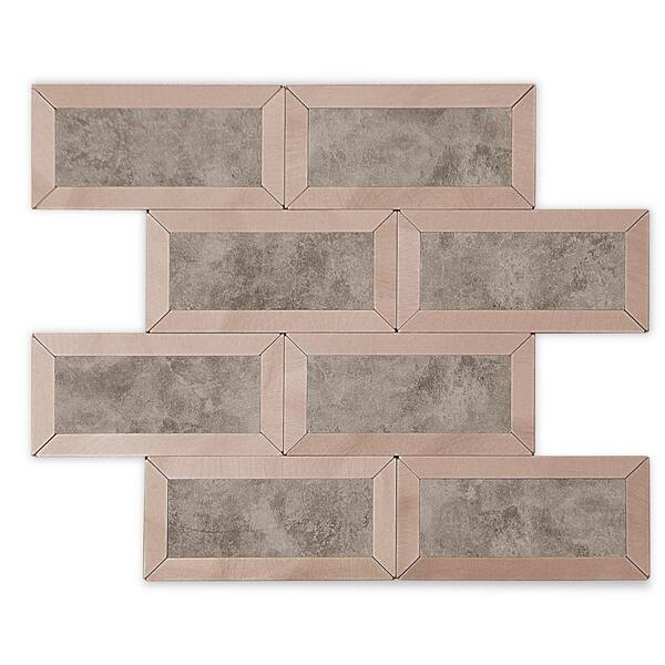 Yipscazo Taupe Short Grain Brushed Copper 10.24 in. x 10.24 in. Metal Peel and Stick Tile (3.65 sq. ft./pack)