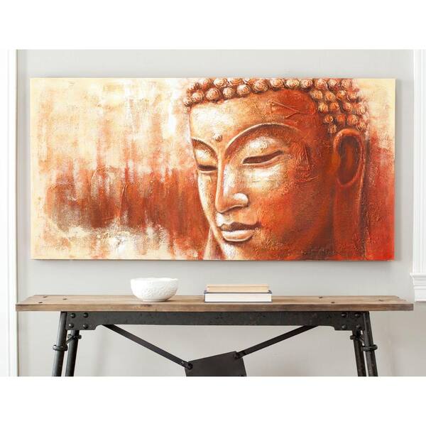 Safavieh 27.6 in. x 55.1 in. "Orange and White Buddha Painting" Wall Art