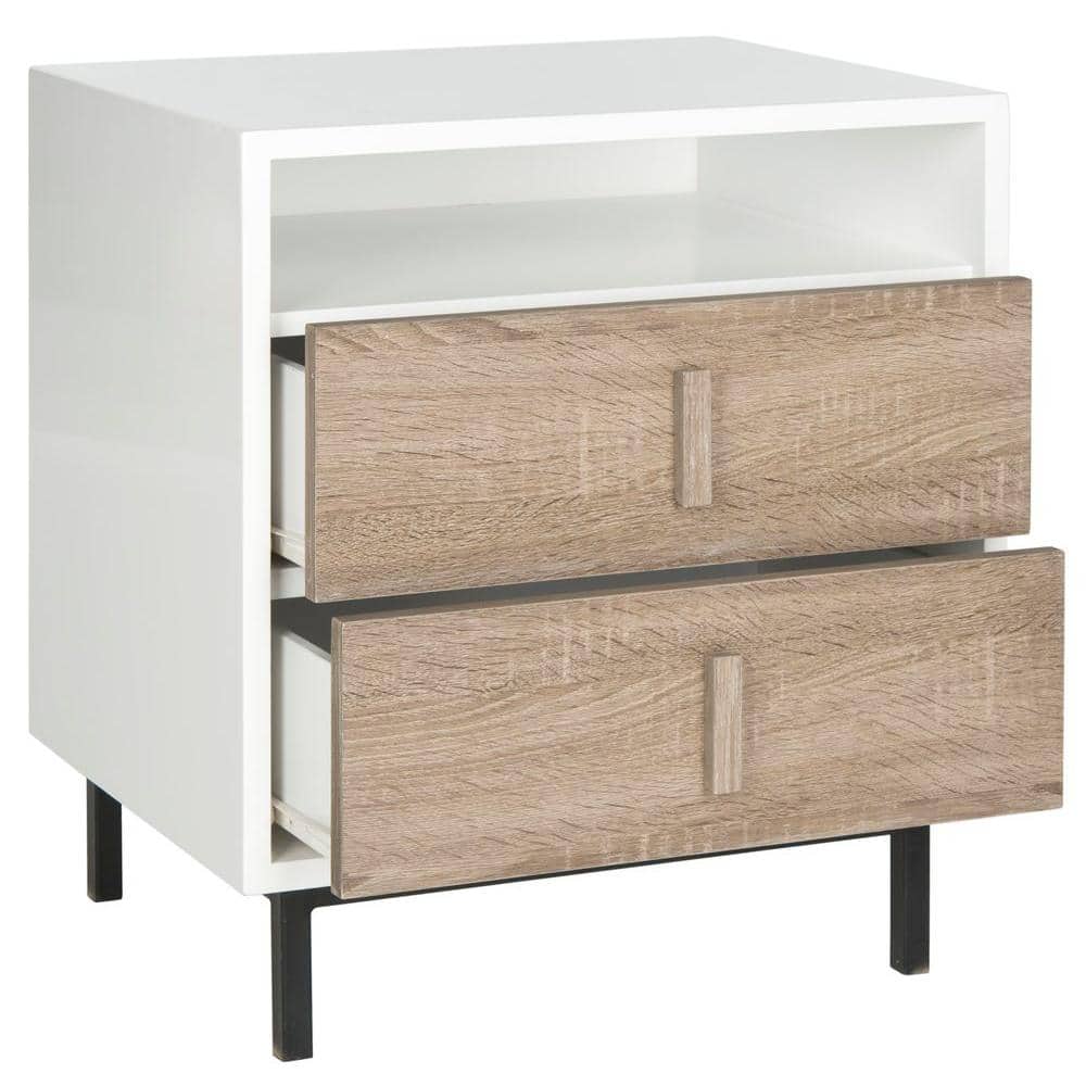Transitional White & Gray 2-Drawer Freestanding Cabinet