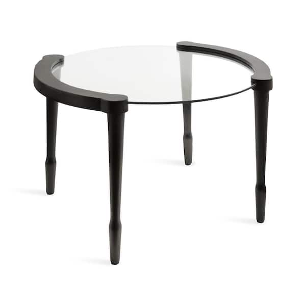 Santoro 28 in. Black Round Glass Coffee Table