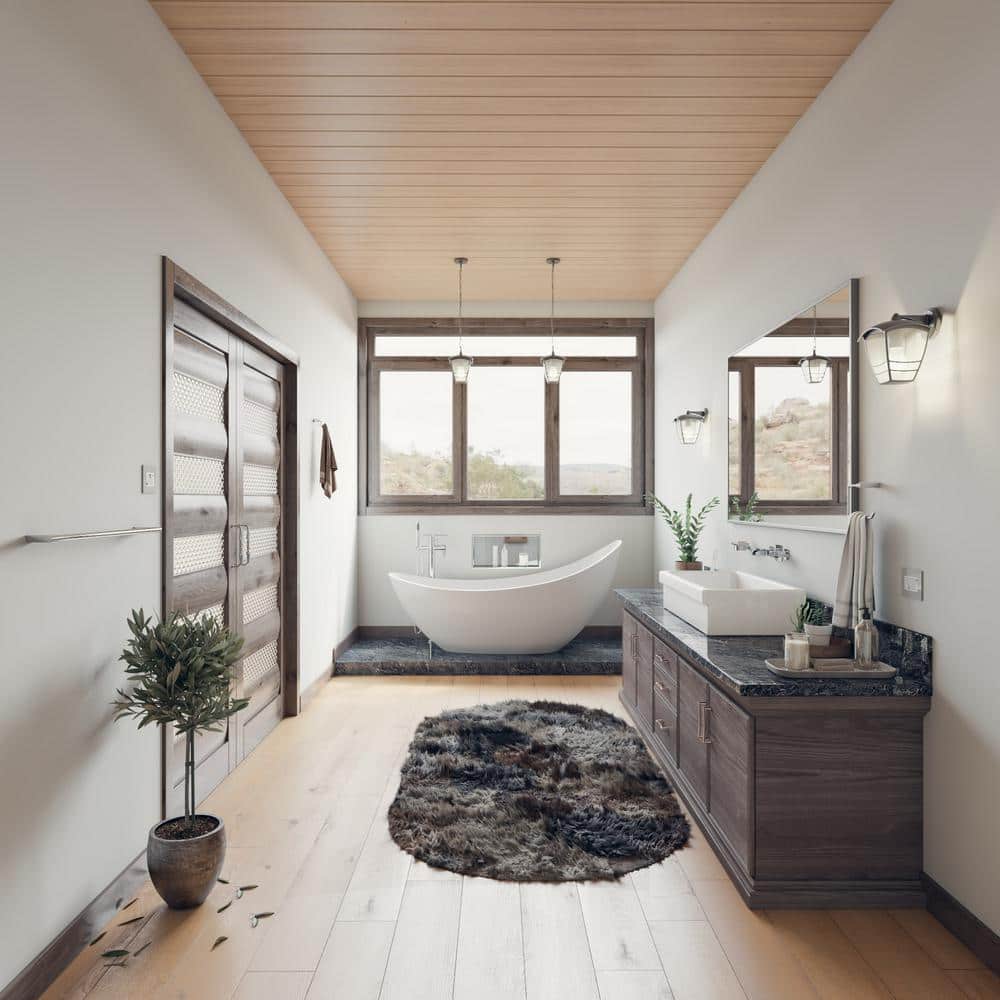 73.75'' White Matte Solid Surface Freestanding Soaking Bathtub