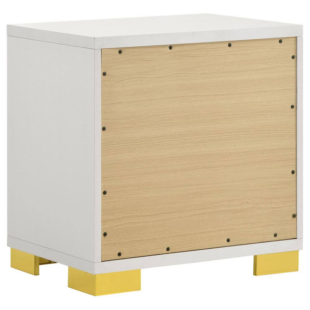 White and Gold Modern 2-Drawer Nightstand