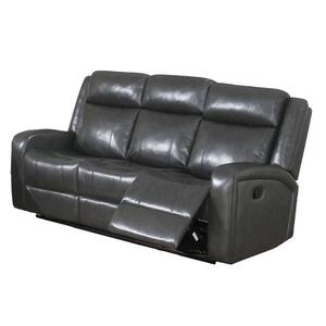 39 in. Slope Arm Faux Leather Rectangle with USB Port and Pillow Backrest Sofa in. Black