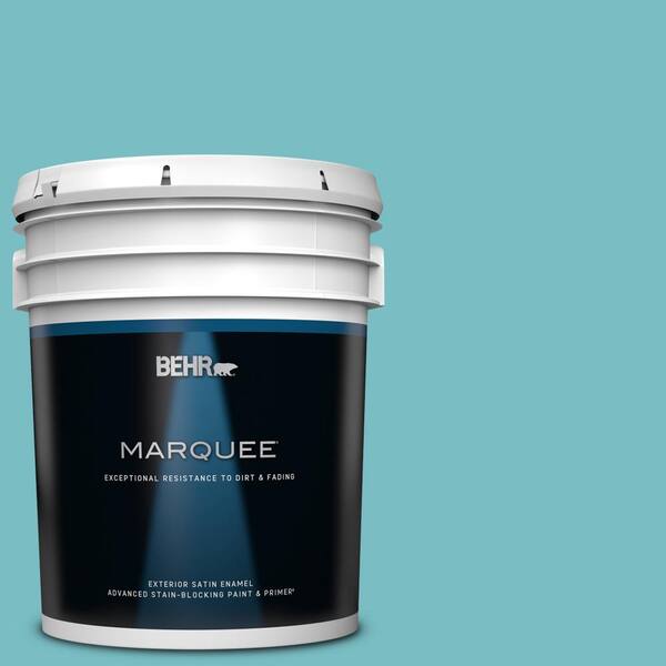 BEHR MARQUEE 5 gal. #M460-4 Pure Turquoise Satin Enamel Exterior Paint & Primer