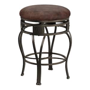 Montello 26 in. Gray Backless Swivel Counter Height Stool with Wood Panel