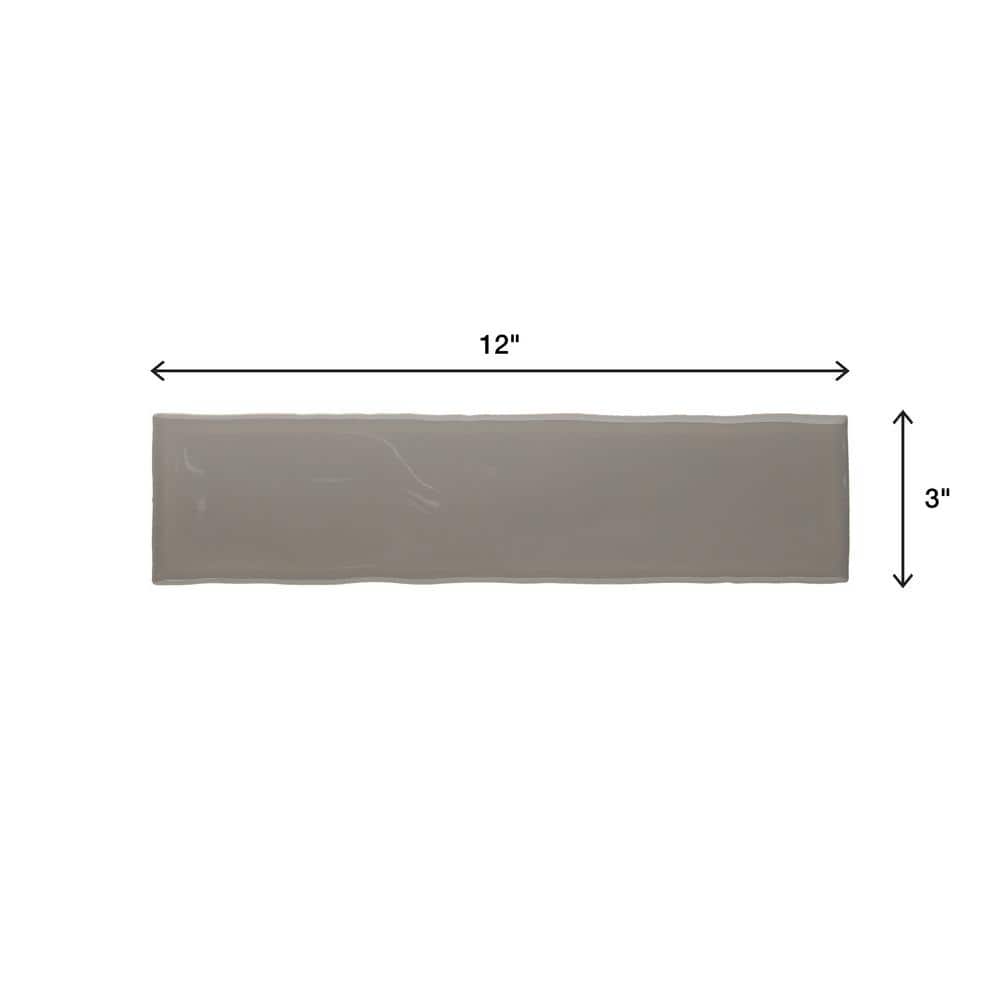 Pebble Shore Glossy Ceramic Subway Wall Tile 3" x 12"