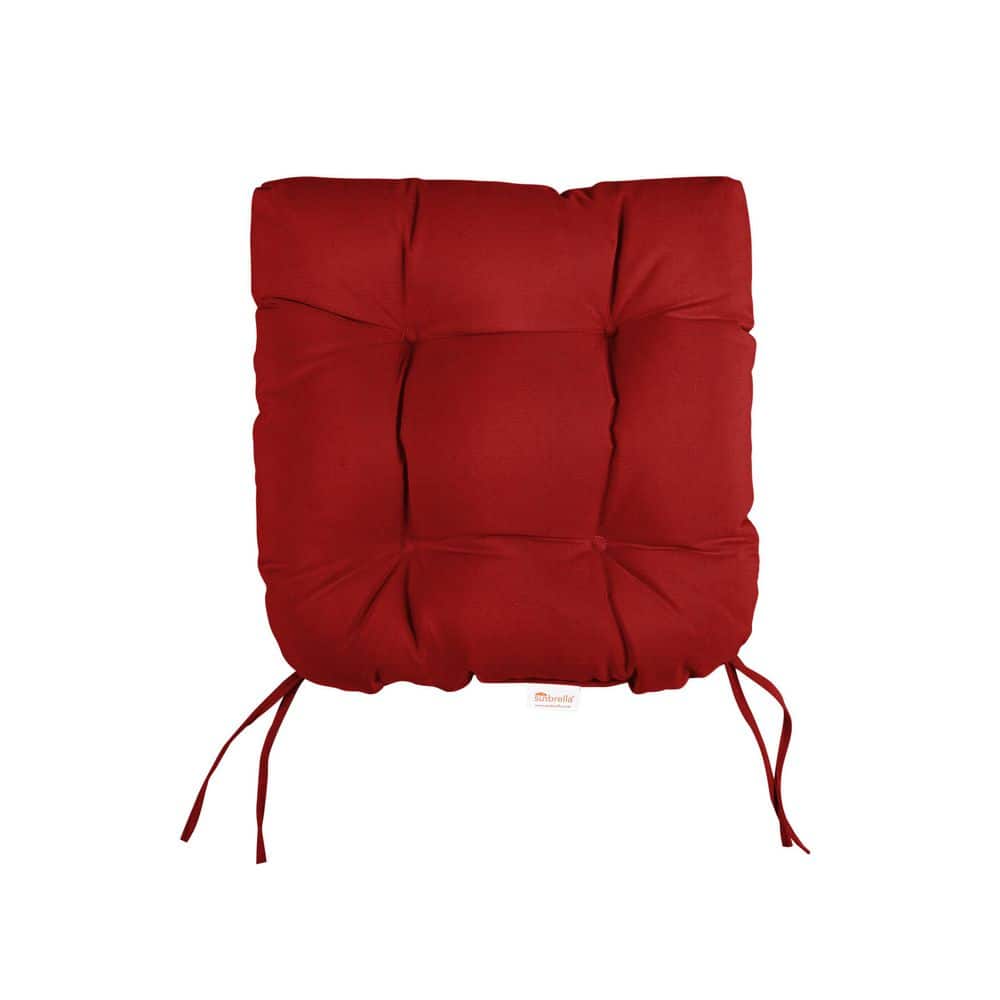 Sunbrella Canvas Jockey Red U-Shaped Tufted Outdoor Seat Cushion