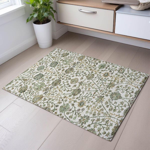 Mayfield Premium Machine Washable Abstract AMF1087 Ivory 2 ft. x 3 ft. Area Rug
