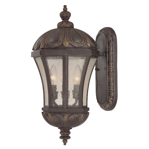 Illumine 3-Light Wall Lantern Sconce Old Tuscan Pale Cream Seeded Glass