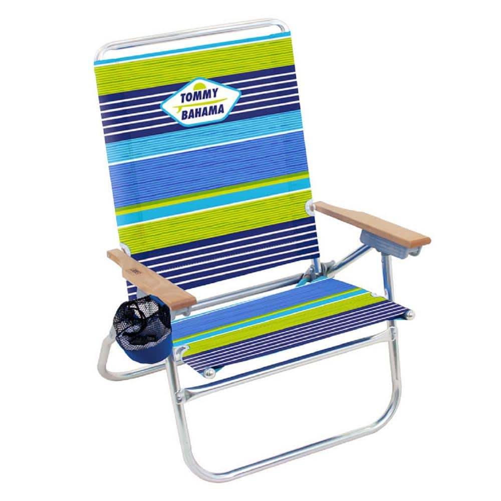 Tommy Bahama Striped Easy In And Out Aluminum And Fabric Reclining 4 Position Beach Chair Sc602tb 1006hd The Home Depot