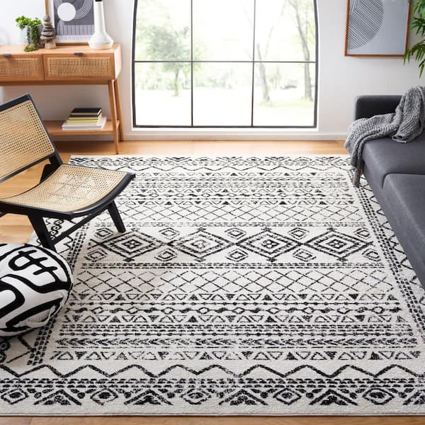 Tulum 12 ft. x 15 ft. Ivory/Black Geometric Area Rug