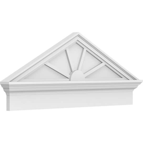 Ekena Millwork 40 in. W x 16-7/8 in. H x 2-3/4 in. P (Pitch 6/12) Peaked Cap 4Spoke Signature Urethane Combination Pediment, Primed Tan