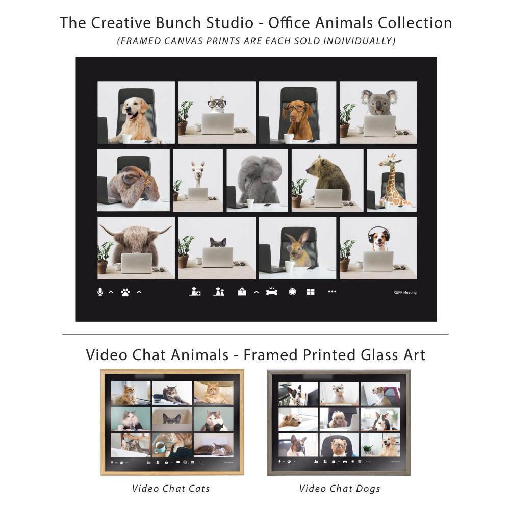 Gray Framed Whimsical Dog Canvas Wall Art