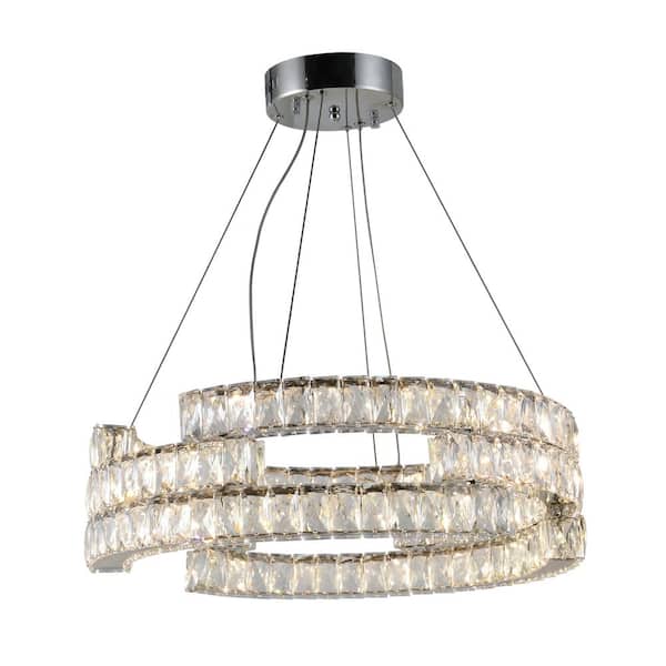 Worldwide Lighting Galaxy 48-Watt Integrated LED Chrome Crystal Chandelier