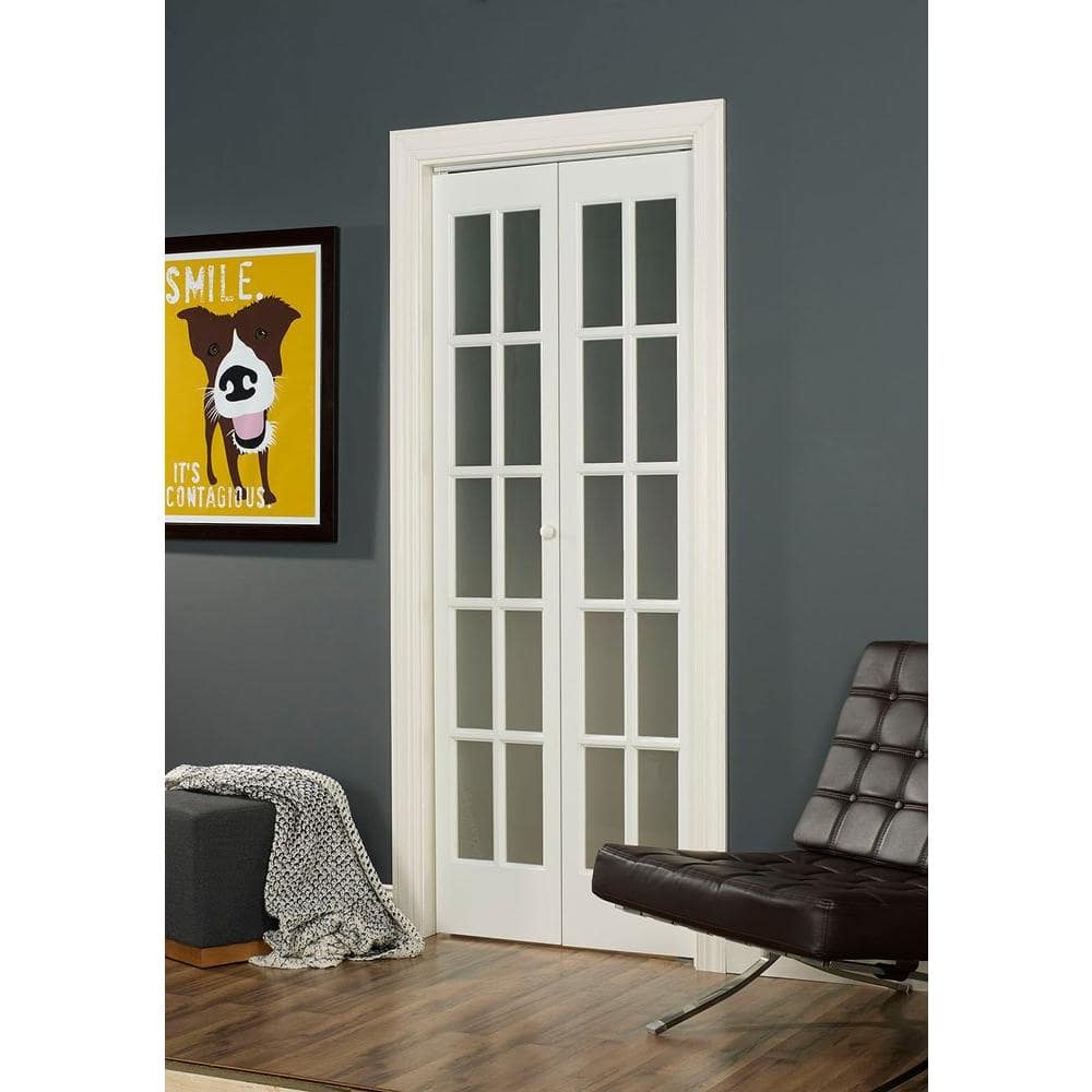 Unfinished Pine 24" x 80" Frosted Glass Bifold Door