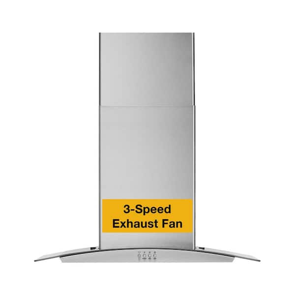 30 in. 400 CFM Curved Glass Wall-Mount Canopy Range Hood with light in Stainless Steel