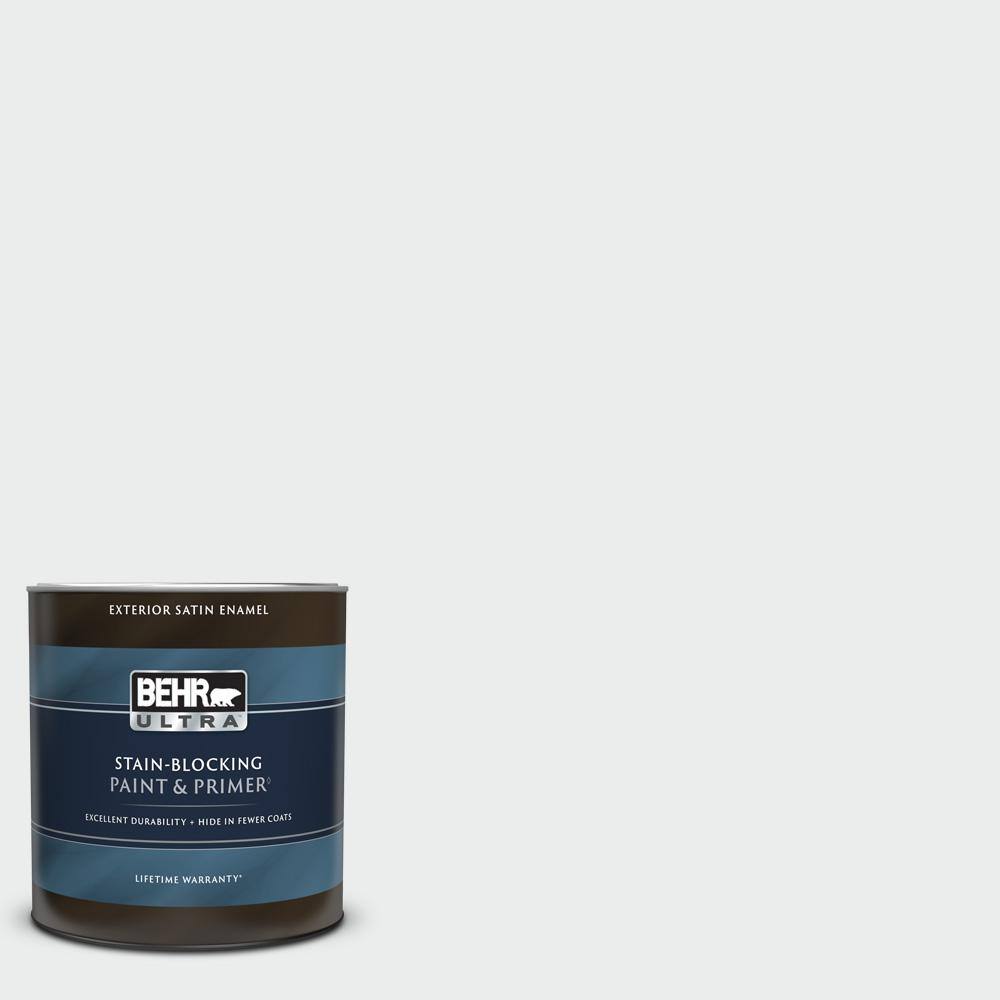 BEHR ULTRA 1 qt. BWC12 Vibrant White Satin Enamel Exterior Paint