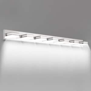 55.1 in. 7-Lights Chrome LED Vanity Light Wall Sconce for Bathroom, Energy-Efficient, Easy to Install