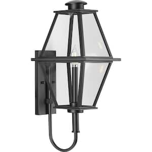 1-Light Textured Black Outdoor Bradshaw Clear Glass Transitional Medium Wall No Bulbs Included