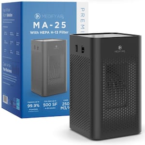 Medify MA-25 Air Purifier with H13 True HEPA Filter : 500 sq ft Coverage : 99.9% Removal to 0.1 Microns : Black, 1-Pack