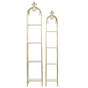 74 in. Gold Contemporary Metal 4 Shelf Shelving Unit (Set of 2)