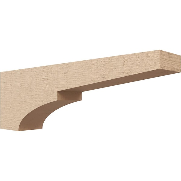 Ekena Millwork 4 in. x 8 in. x 24 in. Thin Monterey Rough Cedar Woodgrain TimberThane Corbel, Primed Tan