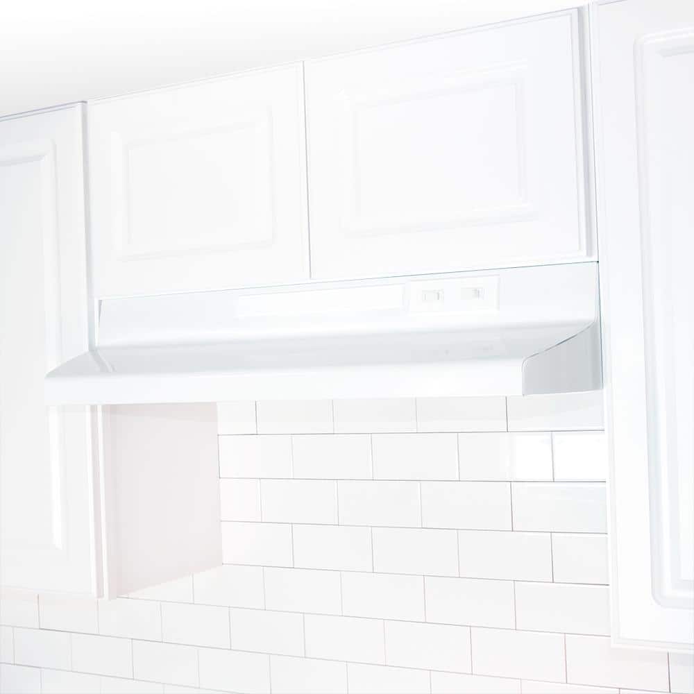 White 24-Inch Convertible Under Cabinet Range Hood with Light