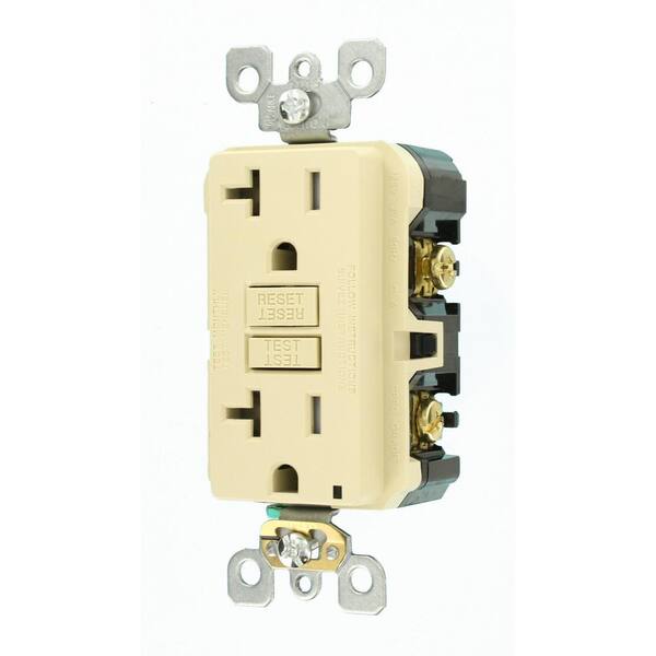 Leviton 20 Amp 125 Volt Duplex Smartest Self Test Smartlockpro Tamper Resistant Gfci Outlet Ivory R91 Gftr2 0ki The Home Depot