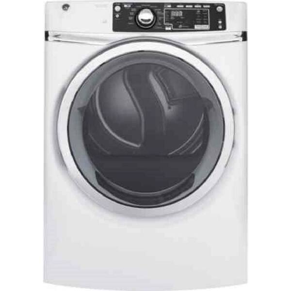 GE 8.3 cu. ft. 240 Volt White Stackable Electric Vented Dryer with Steam, ENERGY STAR