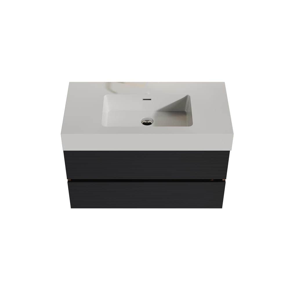 36 in. W Single Sink Wall-Mounted Bath Vanity in Black with Glossy White Solid Surface Top Unassembled price history on PriceWatchPro