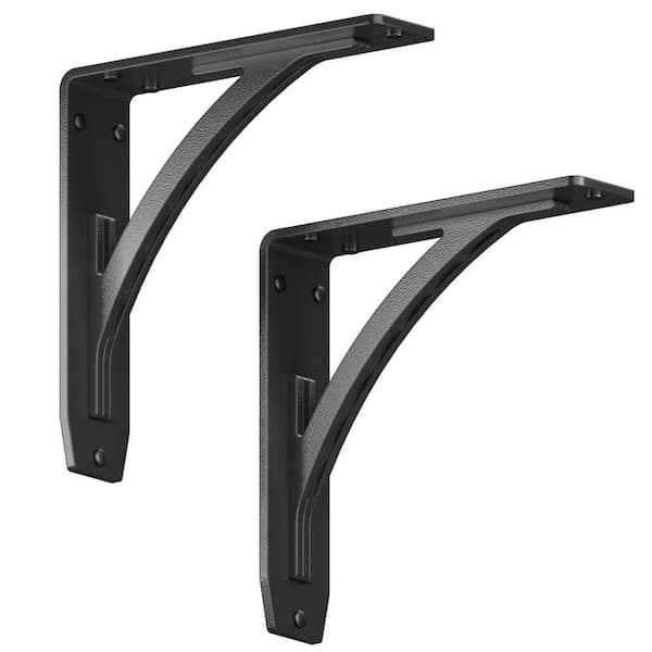 Starby Sullivan 8 in. L Black Iron Heavy Duty Shelf Bracket (2-Pack) SB ...